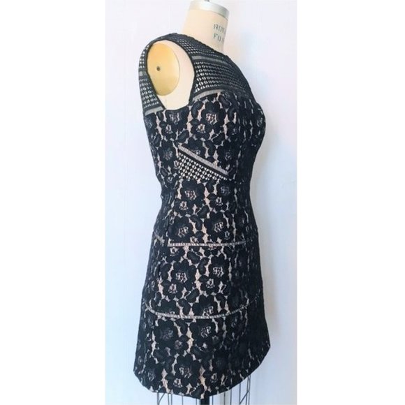AIDAN MATTOX BLACK LACE FIT & FLARE SLEEVELESS MINI DRESS 0 NWT - Picture 4 of 10